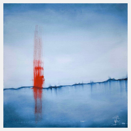 Blått streck med rött